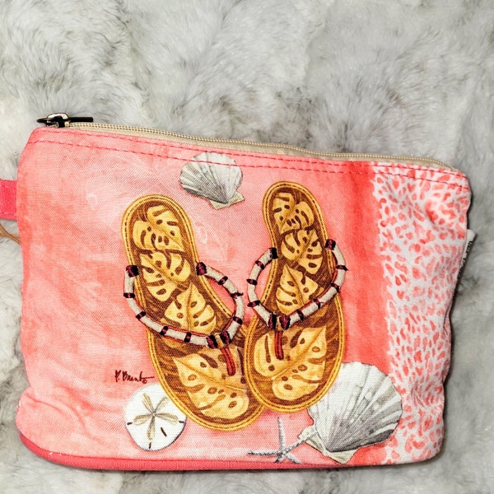 Wrislet flip flop canvas bag. Sun N Sand: Paul Brent Artist.